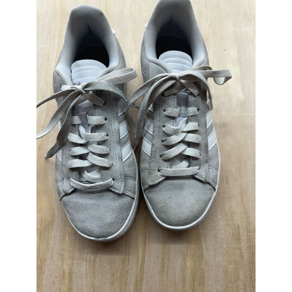 Adidas Grand Court Gray Alpha Shoes Sz 6 Leather Upper Rubber Sole